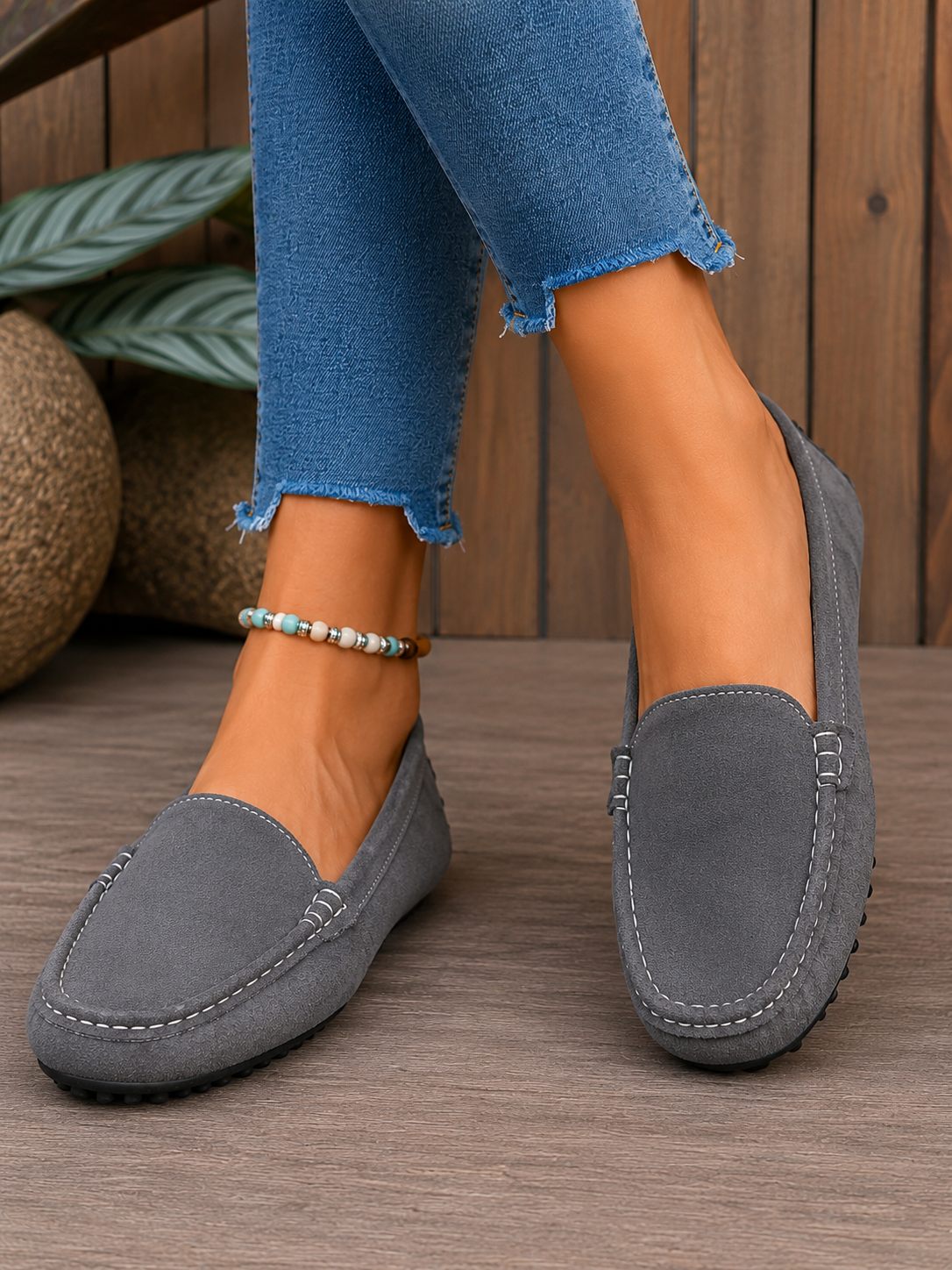 Sienna : mocassin Femme - Daim Gris