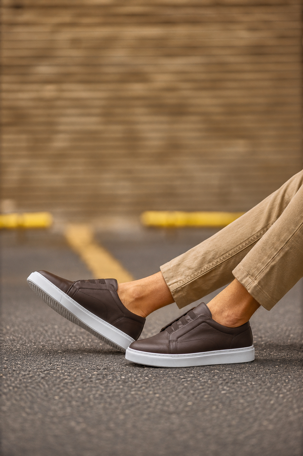 Sneakers Homme en Cuir Sans Lacets Urbano