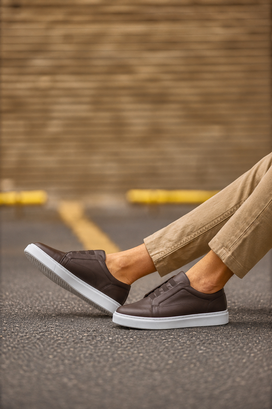Sneakers Homme en Cuir Sans Lacets Urbano