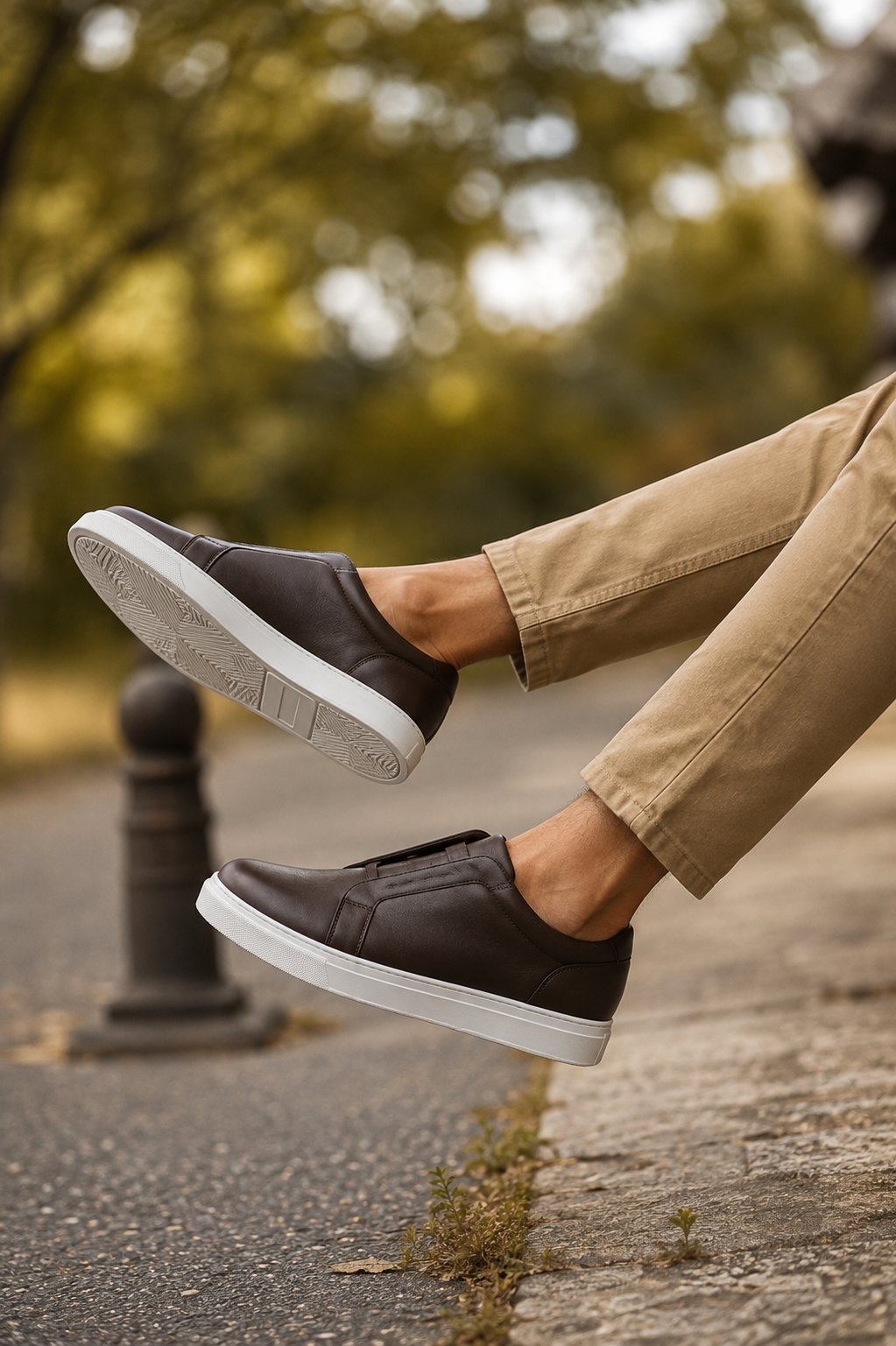 Sneakers Homme en Cuir Sans Lacets Urbano