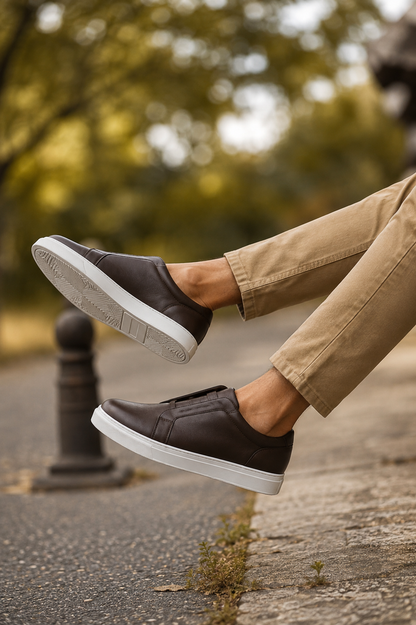 Sneakers Homme en Cuir Sans Lacets Urbano