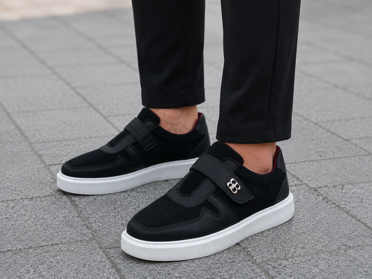 Sneakers Homme Cuir & Suède à Velcro