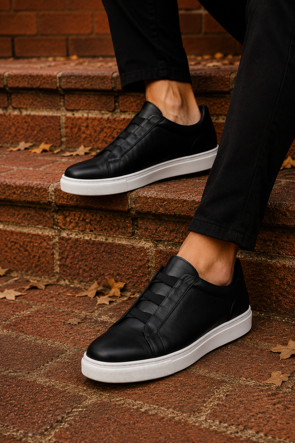 Sneakers Homme en Cuir Sans Lacets Urbano