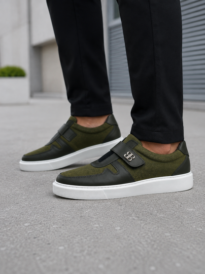 Sneakers Homme Cuir & Suède à Velcro