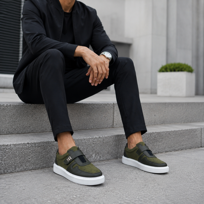 Sneakers Homme Cuir & Suède à Velcro