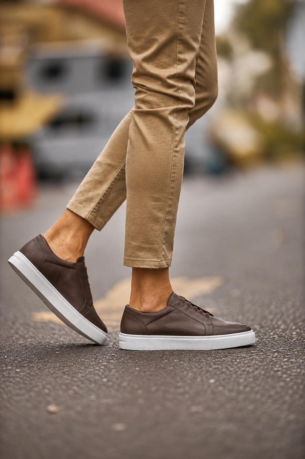 Sneakers Homme en Cuir Sans Lacets Urbano