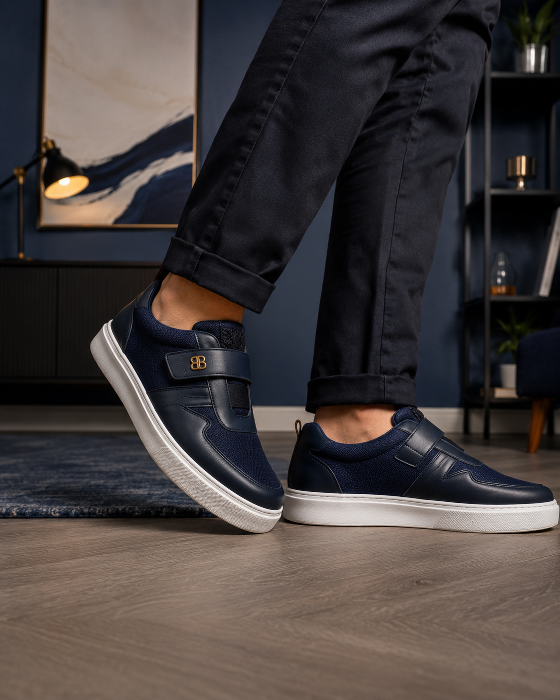 Sneakers Homme Cuir & Suède à Velcro