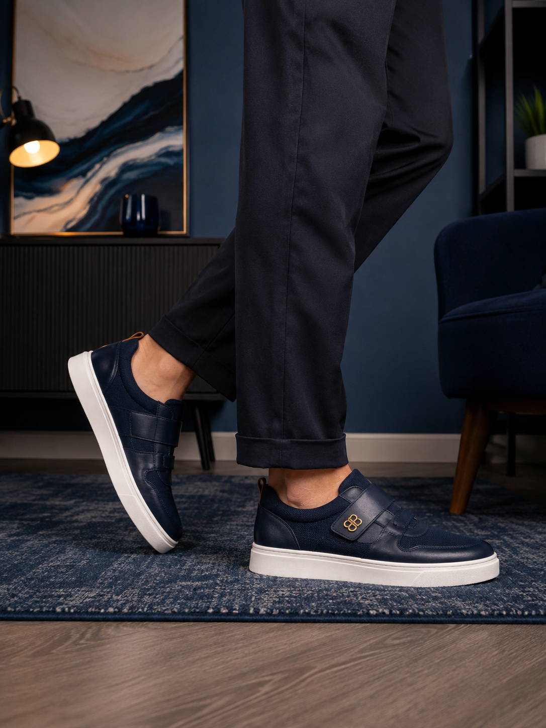 Sneakers Homme Cuir & Suède à Velcro