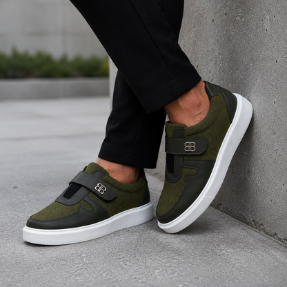 Sneakers Homme Cuir & Suède à Velcro