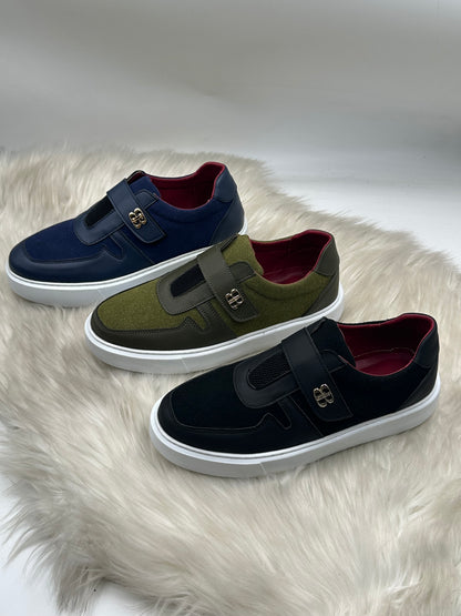 Sneakers Homme Cuir & Suède à Velcro
